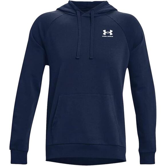 NWT Under Armour Men’s Rival Fleece Hoodie Pullover Black/White XL 1366723 - Picture 1 of 2